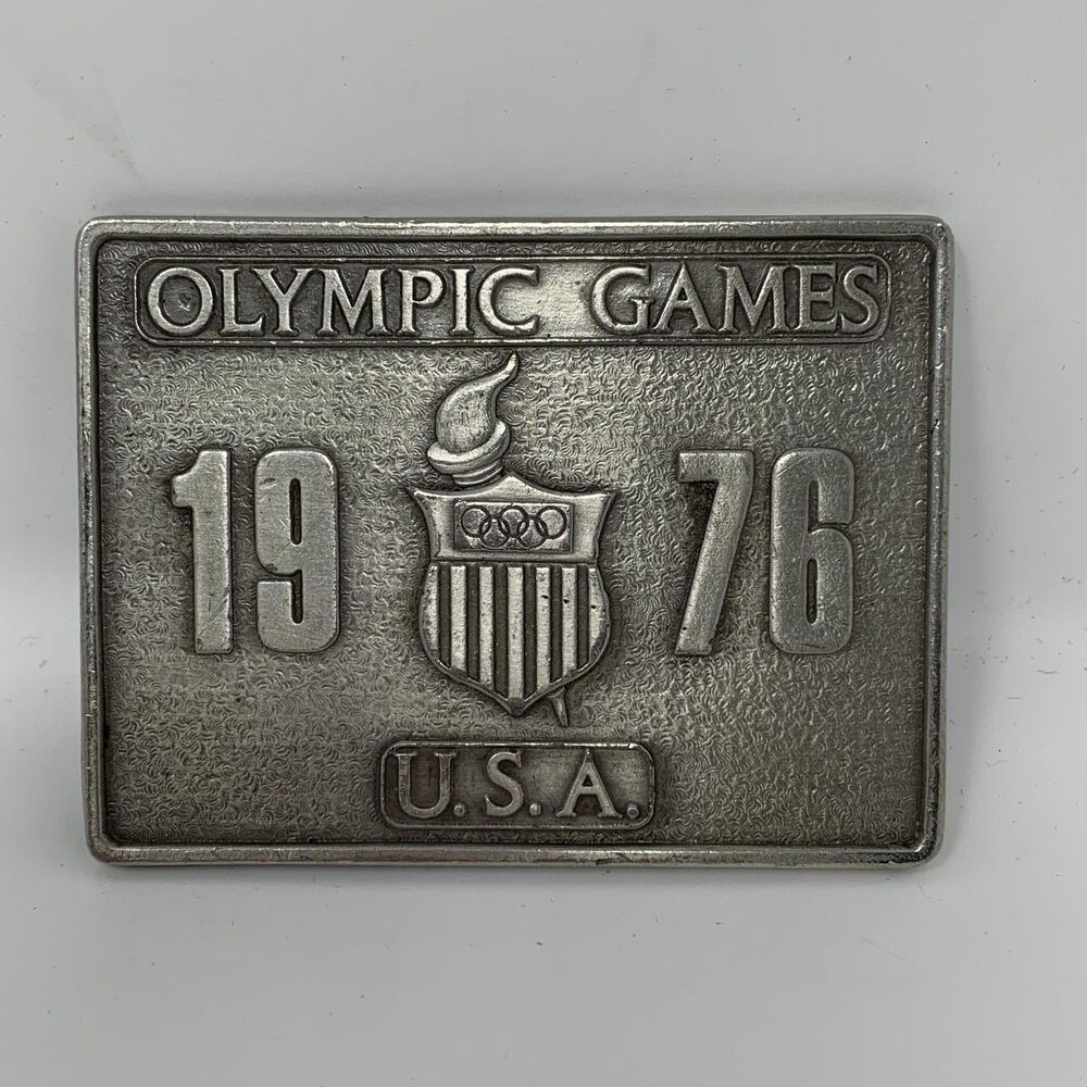 Vintage 1976 Olympic Games USA Belt Buckle Bergamot Brass Works Darien Wisconsin